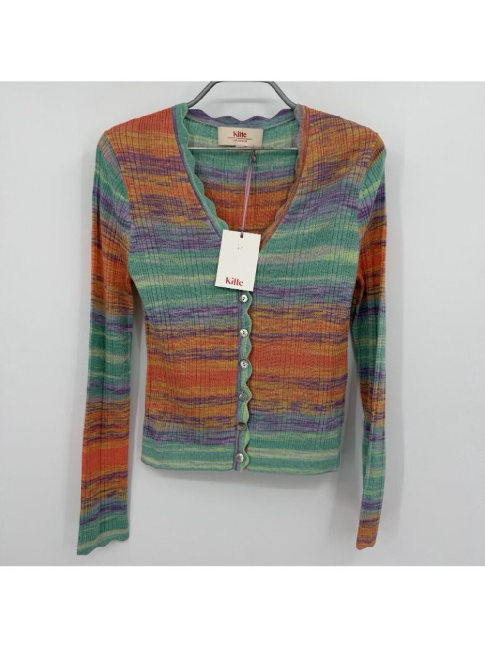 Kilte Collection Eloise Sunset Stripe Button Front Cardigan Sweater size 1 S